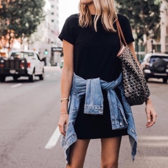 Solid Black Cuff Sleeve Pockets Minimalist Dress - Picture 1 of 6